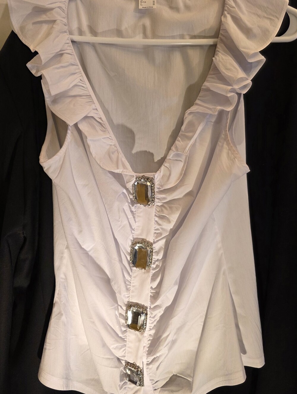Rhinestone White Cotton Top